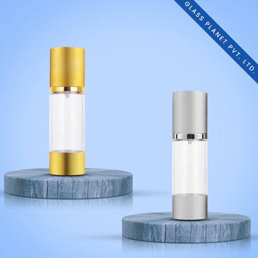 50GM Clear Frosted Glass Jar Imported with Black and White Cap