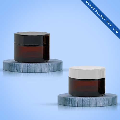 30GM Amber Glass Jar with Black or White Cap